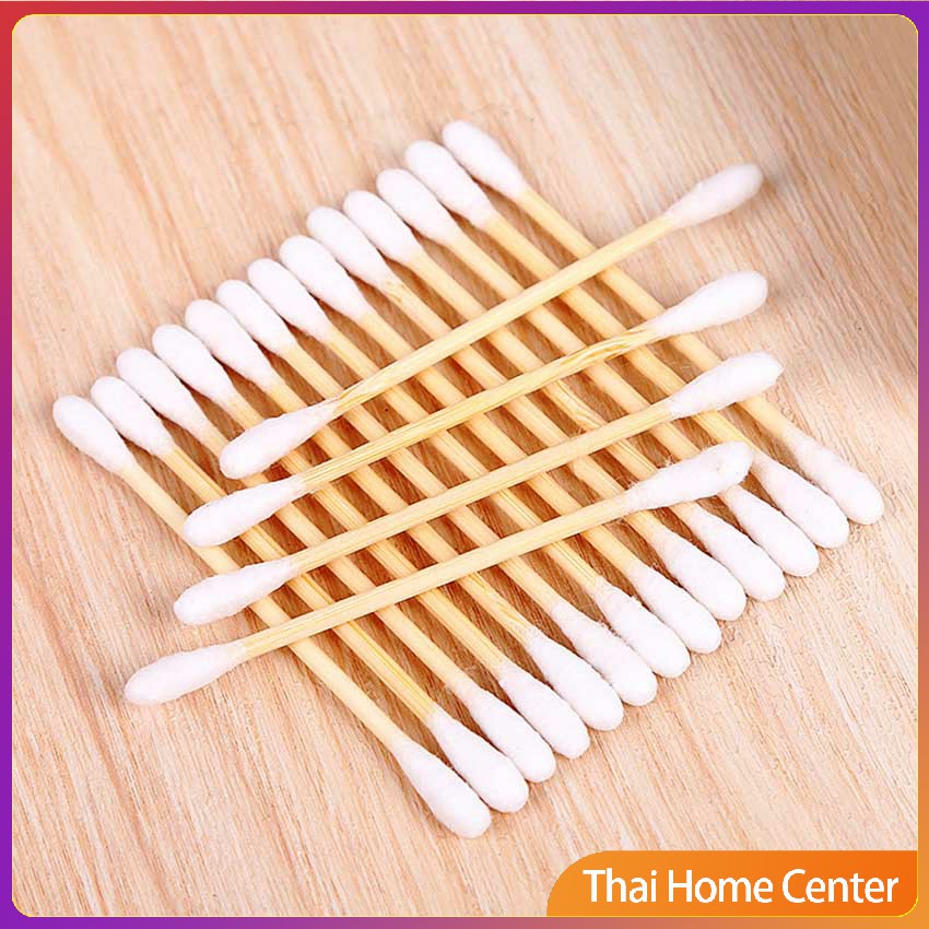 สำลีก้านด้ามไม้ หัวคู่คัตเติ้ลบัต สำลีแบบไม้ 1 แพ็ค บรรจุ 80 ก้าน สำลีก้านด้ามไม้ Cotton swab