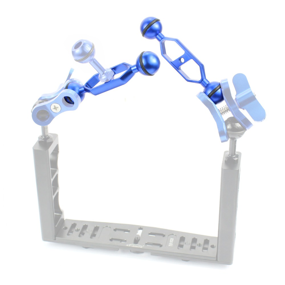 Xt-xinte อลูมิเนียมดําน้ําอุปกรณ์ถ่ายภาพ Dual Ball Joint Arm กล้องสําหรับใต้น้ําสําหรับ GoPro 13 12 Action กล้องอุปกรณ์เสริม