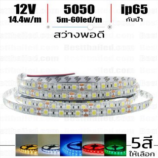 ไฟ led เส้น Strip 12v 5050 Eco 60leds/m 5m กันน้ำ ip65 ***อ่านก่อนสั่ง***