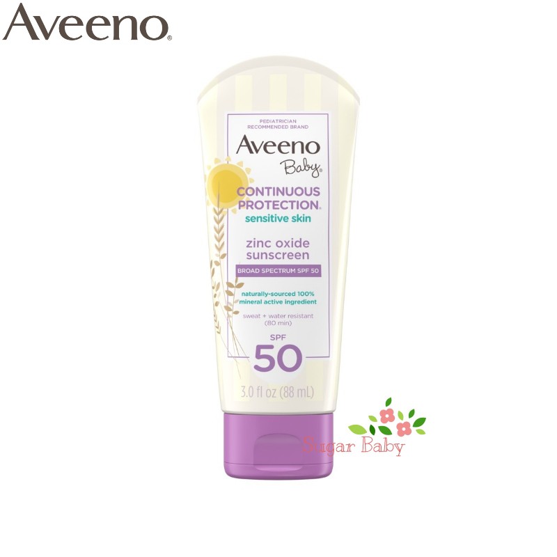 Aveeno Baby Continuous Protection® Sensitive Skin Zinc Oxide Sunscreen SPF 50 (88 ml)