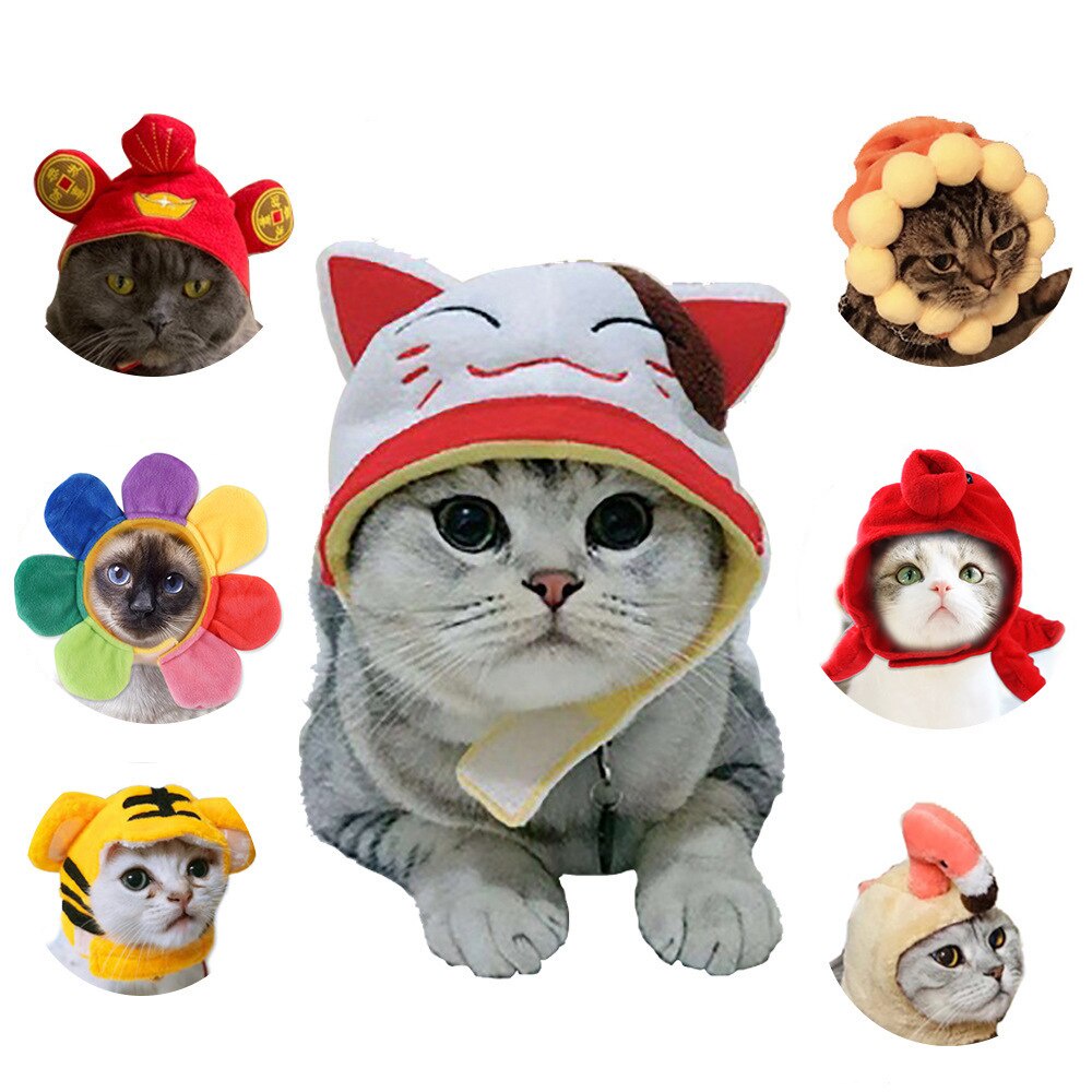 หมวกสัตว์เลี้ยง สุนัขน่ารัก Teddy Dress Up Sunflower Pet Warm Headgear อุปกรณ์แมวหมวกสําหรับแมวสําหรับลูกแมวและลูกสุนัข