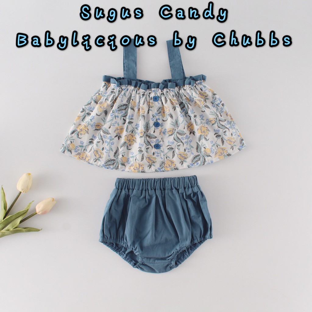 Sugus Candy 2 ชิ้นชุดชุดรอมเปอร์เด็ก / 2 in 1 ดอกไม้บอดี้สูทเด็ก / เสื้อแขนกุดเด็ก + Bloomer By Chub