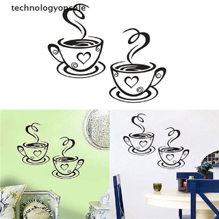 [technologyonsale] สติกเกอร์ไวนิล ลายถ้วยกาแฟ ชา กาแฟ สไตล์บูติก สําหรับติดตกแต่งผนังห้องครัว ผับ ร้านอาหาร