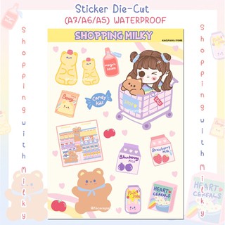 สติกเกอร์ไดคัท PVC ลาย SHOPPING WITH MILKY 🧸