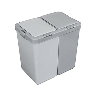 ถังขยะ 2 ช่อง พร้อมฝากด รุ่น 130 สีเทา ถังขยะ Garbage Bin 2 Compartments with Press Lid Model 130 Gray