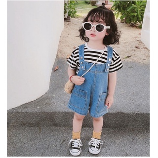 xoxo💜พร้อมส่ง💜เอี๊ยมยีนส์ผ้านุ่มใส่สบาย กางเกงสำหรับเด็กผู้หญิง⚡(133)