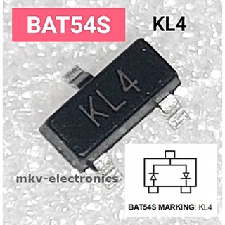 (10ตัว) BAT54S , Marking KL4 , SMD Schottky Diode 30V 0.2A SOT-23 (รหัสสินค้า M00877)