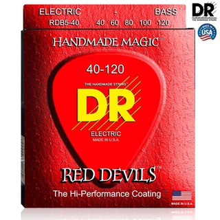 DR Strings RDB5-40 Red Devils สายกีตาร์เบส 5 สาย แบบเคลือบ, Light 40/120 ** Made in U.S.A.**