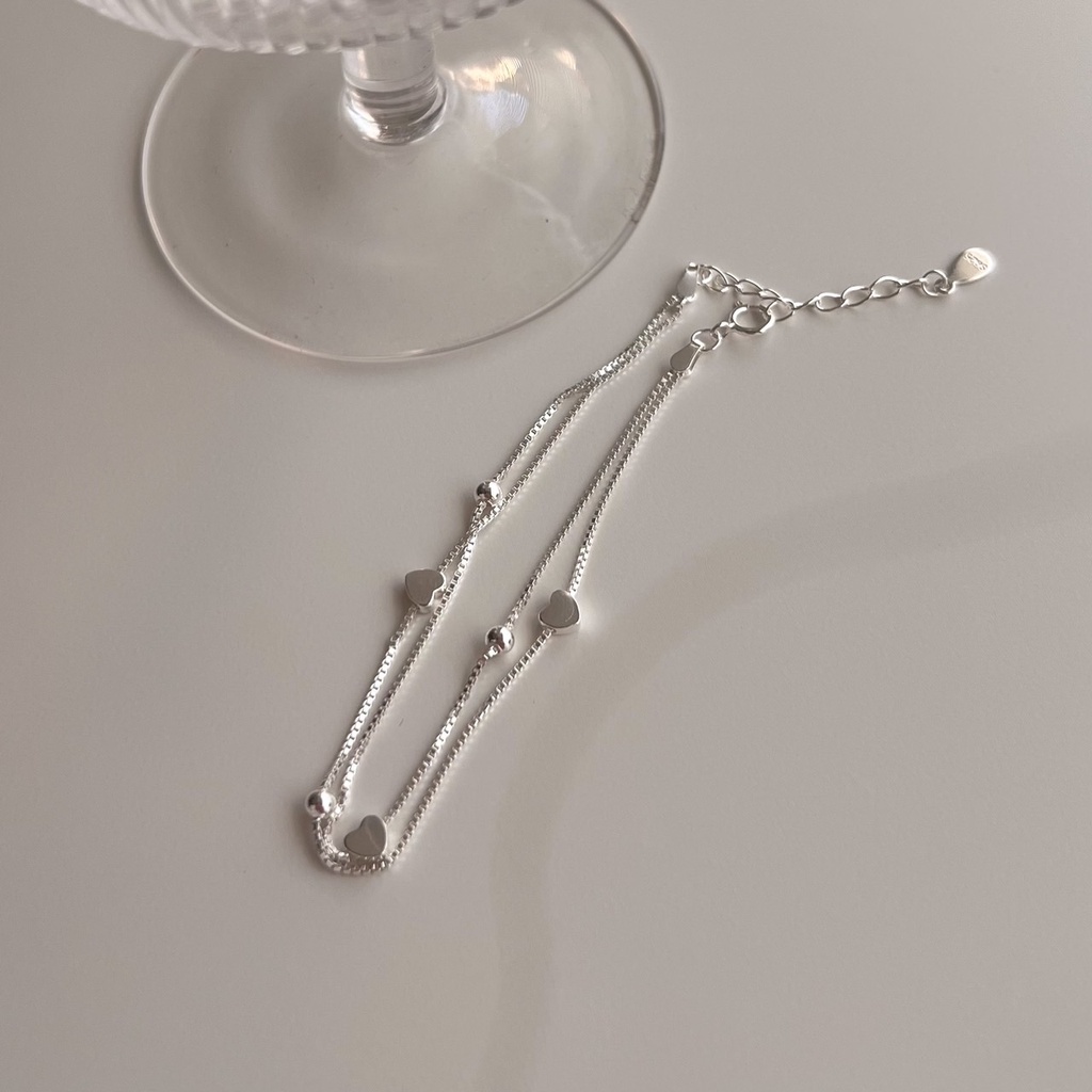 A.piece  กำไลเงินแท้ [all silver 925] triple heart ball box bracelet (486)