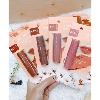 Baby Bright Cotton Matte Lipstick 3.6g (1 ชิ้น) เบบี้ไบร์ท ลิปแพท ลิปคอตตอน ลิปสติกเนื้อแมทท์ ติดทน เกลี่ยง่าย ไม่ตกร่อง