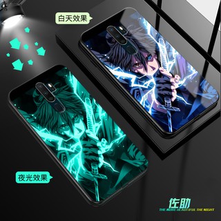 OPPO Reno 5 5Pro 2 Z A92 A12 A91 A31 A5 A9 2020 เคสโทรศัพท์ K3 Reno5 Reno2 RenoZ Glow in The Dark Luminous Cartoon One Piece Luffy Glass Case