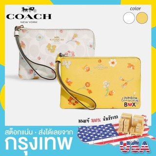 USA แท้💯% กระเป๋าคล้องข้อมือ กระเป๋าสตางค์ Coach Snap Wallet With Mystical Floral Print