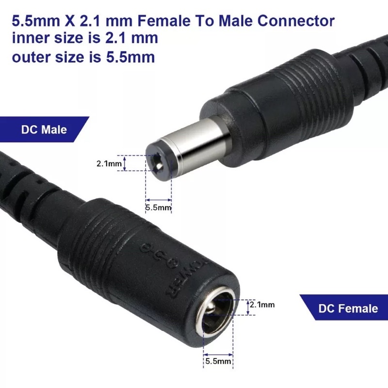 DC สายเชื่อมต่อชายหญิงสายไฟอะแดปเตอร์ปลั๊ก2.1มม.X 5.5มม.สำหรับกล้องวงจรปิดกล้องรักษาความปลอดภัย HDVD