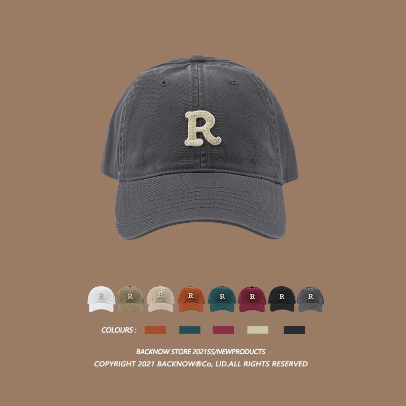 R หมวกเบสบอล แบบนิ่ม กันแดด พิมพ์ลายตัวอักษร สไตล์เกาหลี แฟชั่นฤดูร้อน สําหรับผู้ชาย และผู้หญิง - รูปที่ 2