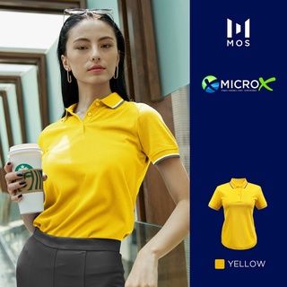 POLO MOS เสื้อโปโลผู้หญิง เนื้อผ้า Micro-X นุ่มสบาย น้ำหนักเบา รุ่น MLF-0125 มี 4 สี ขาว ดำ เหลือง กรมท่า