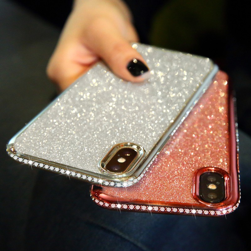 แฟชั่นGlitterเพชรBlingซิลิโคนสําหรับiPhone 17 16 15 14 13 12 Pro Max 6 6S 7 8 Plusกรณีโทรศัพท์อ่อนสําหรับiPhone 12 11 Pro X XR XS Maxฝาครอบ