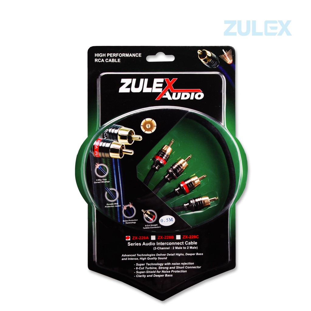 Zulex สายสัญญาณRCAสายทองแดงแท้เป็นสายถักอย่างดีหัว6กลีบ RCA เข้า2ออก2 RCA Audio รุ่น ZX-228Aยาว4.5เม