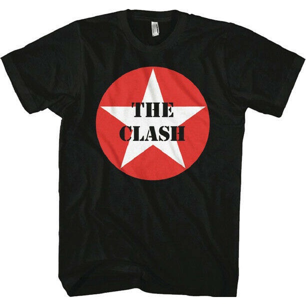 แขนสั้นcrew neckGILDAN เสื้อยืด พิมพ์ลายโลโก้ The Clash Clic Star X ...