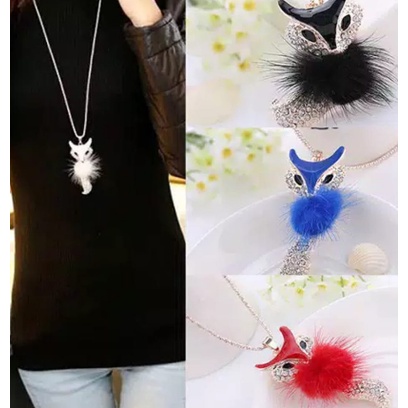 TSA88 - สร้อยคอผู้หญิงนําเข้าล่าสุด สร้อยคอ FOX FEATHER