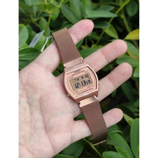 นาฬิกา Casio รุ่น B640WMR-5A นาฬิกาผู้หญิง สายถักสีโรสโกลด์ -ของแท้ 100% รับประกันศูนย์ CMG1 ปีเต็ม