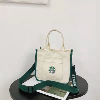 Starbucks กระเป๋าอาหารกลางวัน ผ้าแคนวาส ความจุขนาดใหญ่ คุณภาพสูง