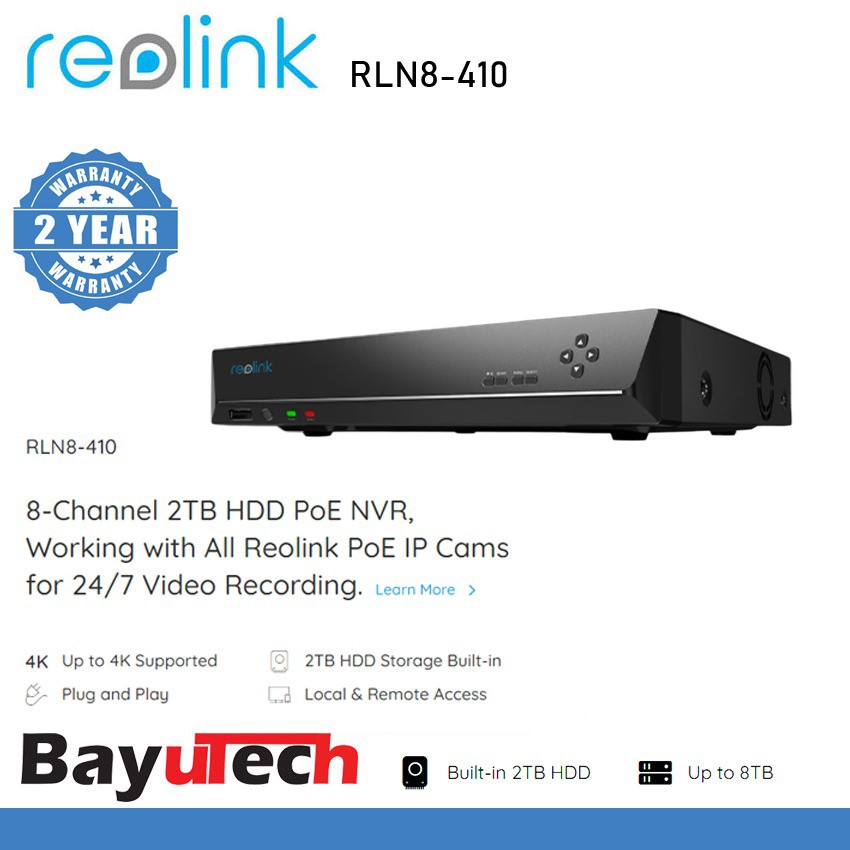 Reolink RLN8-410 (V2) / RLN16-410 (V3) 8 / 16 Channel 4K PoE Security NVR ฮาร์ดดิสก์ในตัว