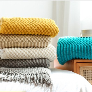 Nordic sofa blanket hotel bed towel bed flag tassel shawl blanket bed end cloth blanket bed and breakfast bed towel. เพิ