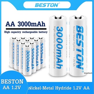 ถ่านชาร์จ AA BESTON 3000mAh 1.2V จำนวน 4 ก้อน ฟรีกล่องใส่ถ่าน คุณภาพสูง ราคาถูก