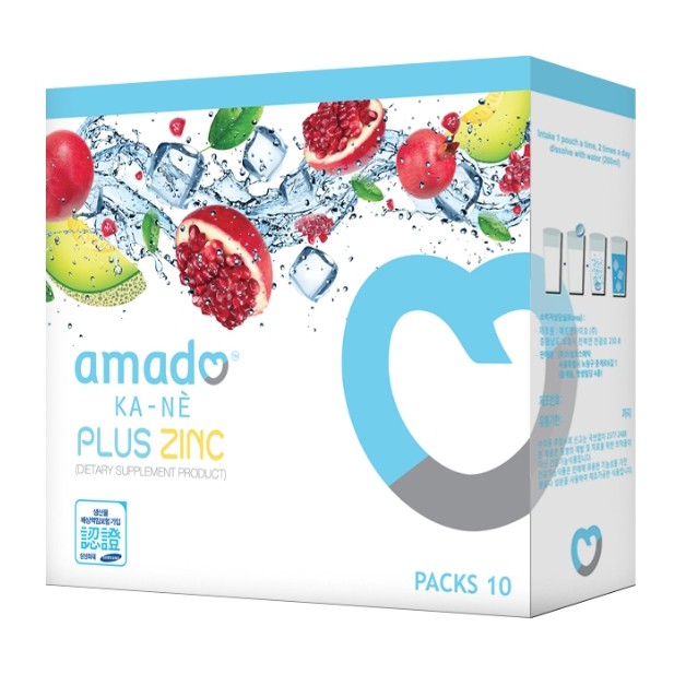 Amado Kane Plus Zinc คอลลาเจนเม็ดฟู่ สูตรใหม่ ผสมซิงค์ บรรจุ 10 เม็ด (1 กล่อง)