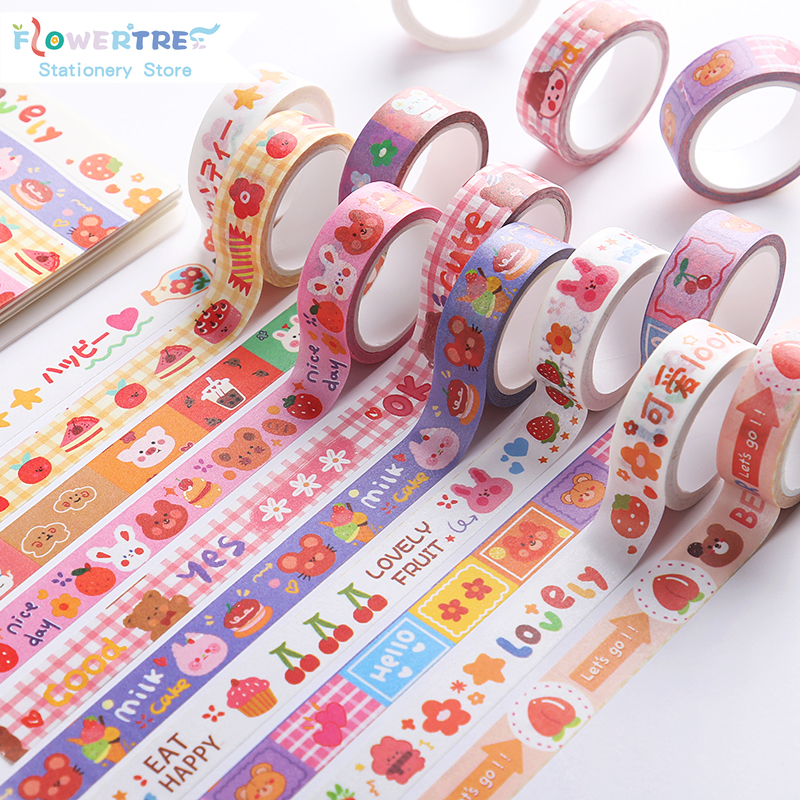 Flowertree เทปวาชิ ลายปาร์ตี้น่ารัก สำหรับตกแต่งไดอารี่และสมุด DIY จำนวน 1 ชิ้น