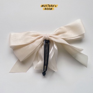 Miss Liza Banana Hairclip 🎀 - คลิปติดผมกล้วย ริบบิ้นโบว์ สีครีม สวยหวานมากๆ 🦢✨