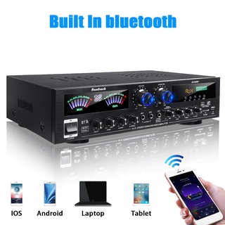 เครื่องขยายเสียงสเตอริโอบลูทูธ AV555BT 5CH 12V FM USB SD 3Mic พร้อมรีโมต 4000W