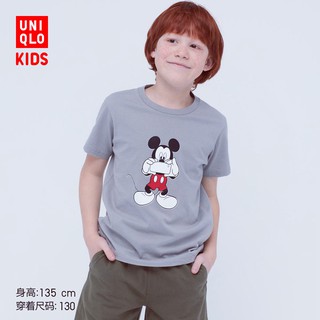 Uniqlo เสื้อยืด พิมพ์ลายมิกกี้เมาส์ สําหรับเด็กผู้ชาย และเด็กผู้หญิง437400