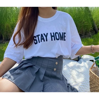 เสื้อโอเวอร์ไซต์ 💜สกรีนลาย Stay home