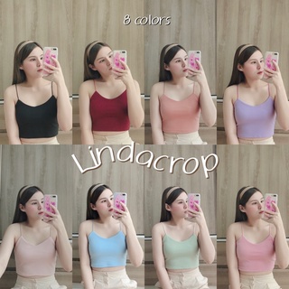 𝗟𝗶𝗻𝗱𝗮 𝗰𝗿𝗼𝗽🥯14 สี เสื้อสายเดี่ยวสปาเก็ตตี้ เย็บช่วงอก2ชั้น เสื้อสายเดี่ยวผ้าร่อง ~ส่งไวมากก