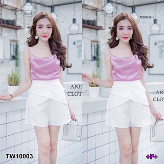 TW10003Set สายเดี่ยวคอถ่วง+กางเกงขาสั้น รายละเอียดสินค้า Set 2 ชิ้น เสื้อสายเดี่ยวคอถ่วงสีสวยหวานสายแต่งอะไหล่สีทองสุด