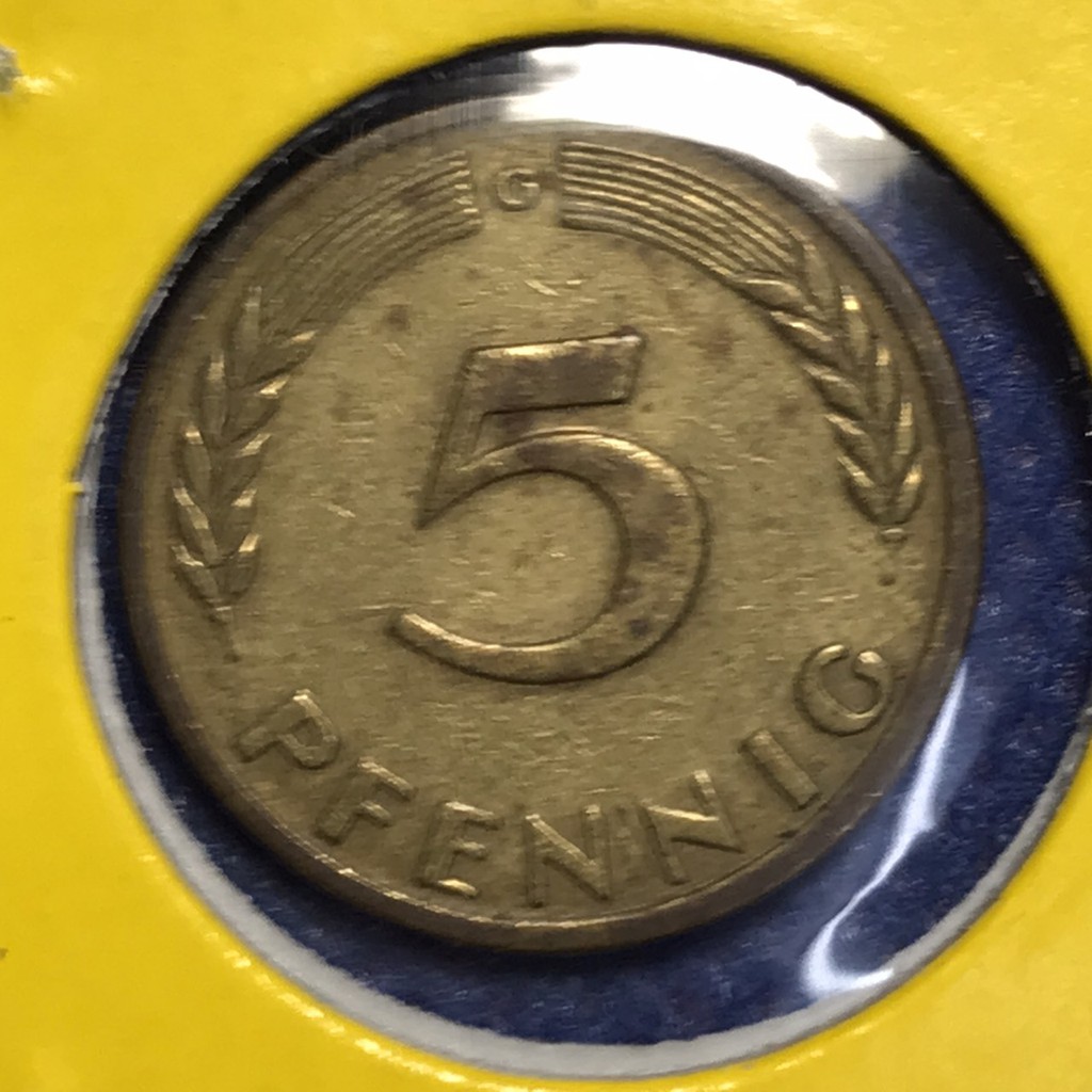 เหรียญรหัส13704 ปี 1949G เยอรมัน 5 PFENNIG เหรียญต่างประเทศ เหรียญสะสม เหรียญหายาก