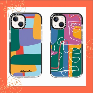 Casetify เคสโทรศัพท์ ซิลิโคนนิ่ม TPU ลายเส้นบล็อกสีนามธรรม สําหรับ For iPhone 7 8 Plus X XS XR 11 12 13 Pro Max SE 2020