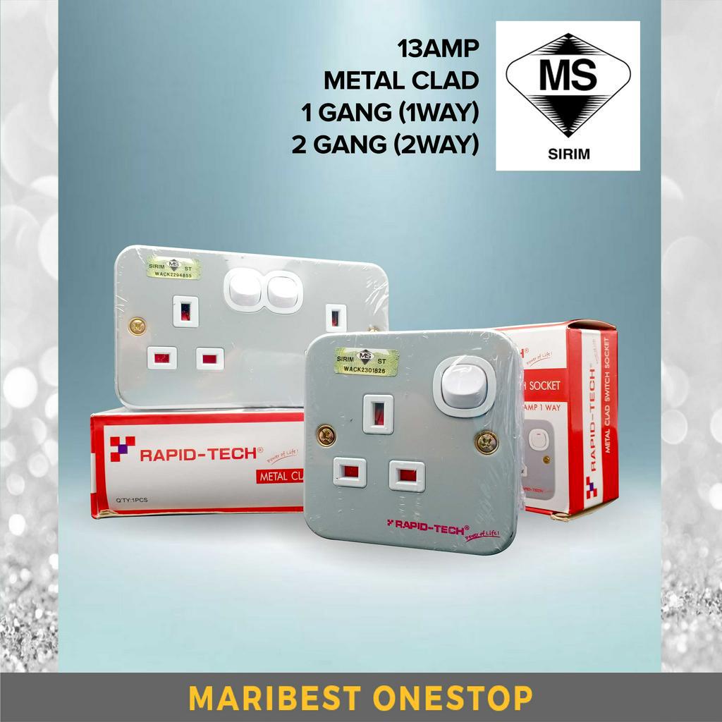 DOUBLE (2 WAY) SINGLE (1 WAY) METAL CAD SWITCH SOCKET 13 AMP SIRIM APPROVED 3 PIN SWITCH SOCKET OUTL