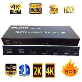 HDMI 2x4 HDMI Switch/Splitter 2K and 4K 1080P 3D