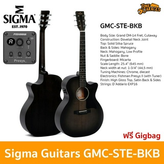 Sigma Guitars GMC-STE-BKB Electric Acoustic Guitar กีต้าร์โปร่งไฟฟ้า กีต้าร์อคูสติกไฟฟ้า ทรง Grand OM แถมฟรี Gigbag