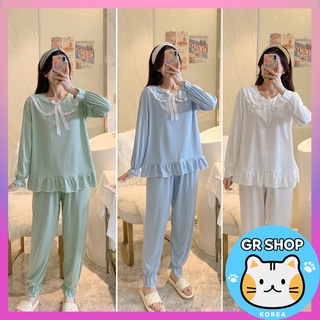 💖Korean Instagram Mood💖 Frill Pajama with a pure vibe mood Long Sleeve Homewear Sleepwear Two Piece Set Princess Pajamas