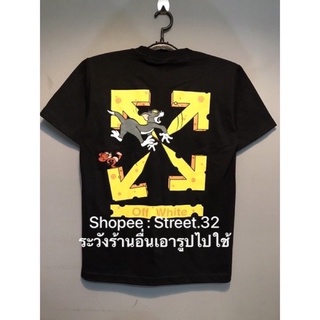 T-shirt  เสื้อยืดแขนสั้น Off WH ทอมเหลืองเนยS-5XL