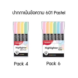 Monami ชุดปากกาเน้นข้อความ pack 4 / 6  สีพาสเทล 601