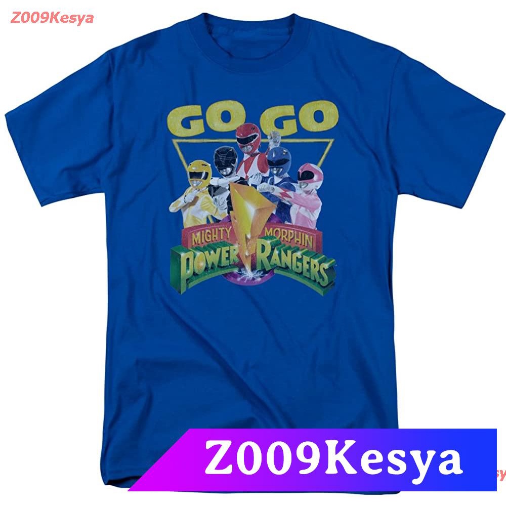เสื้อยืดทุกวันZ009Kesya เสื้อยืดผู้ชาย Power Rangers Mighty Morphin TV Series Go Go Group Logo Adult T-Shirt Tee discoun