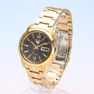 นาฬิกา Seiko Automatic รุ่น SNKK86K1 นาฬิกาผู้ชายสายแสตนเลสสีทอง หน้าปัดดำ - มั่นใจ ของแท้ 100% รับประกันสินค้า 1 ปีเต็ม
