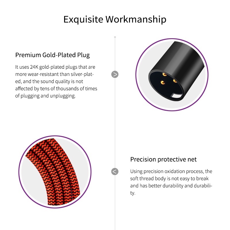 GOLLEY LION 1/4 นิ้ว 6.35มม.Mono Ts To Xlr Male อะแดปเตอร์สายเคเบิ้ลเสียงสําหรับไมโครโฟน