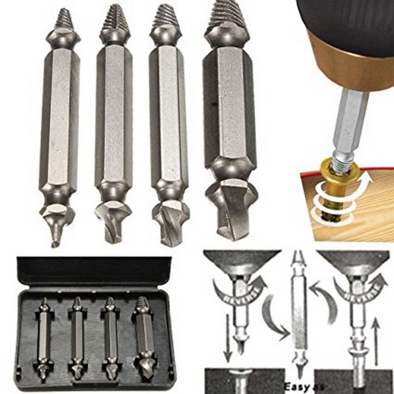 4pcs Screw Extractor เจาะ ชุด Bits Set Broken Bolt Remover สกรูเกลียว ...