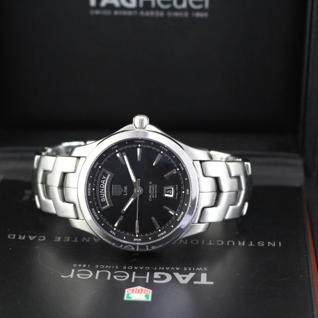 Tag Heuer Link Day Date Automatic Calibre5 200metars Stanless Steel Dial Black Sapphire Crystal