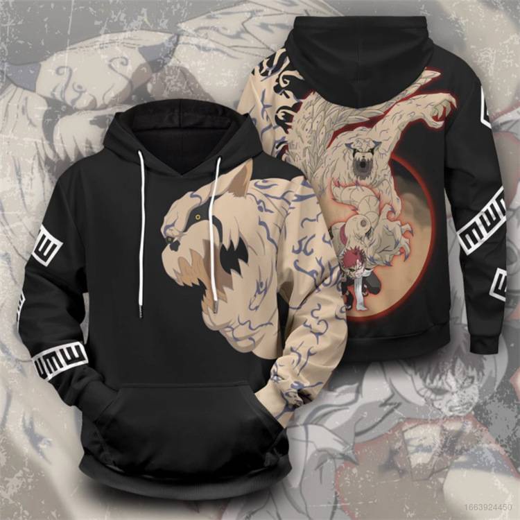 เสื้อกันหนาวแขนยาว มีฮู้ด พิมพ์ลายกราฟฟิค Ellen Naruto ทรงหลวม ขนาดใหญ่ สําหรับผู้ชาย และผู้หญิง